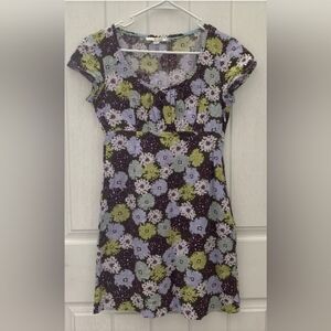 Boden Floral Mini Dress in Purple and Green